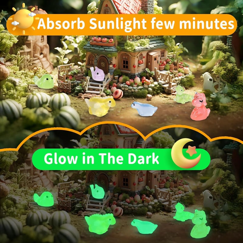 Junware 200 Pcs Tiny Resin Animals to Hide, Mini Luminous Resin Animals Bulk for Miniature Fairy Garden Accessories Micro Landscape Aquarium Cake Potted Plants Dollhouse Moss Patio Home Decor Crafts - Image 2